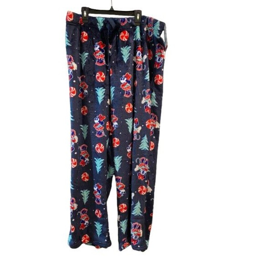 Women's XL Pajama Pants Disney Fleece Minnie Mouse Christmas w/ drawstring